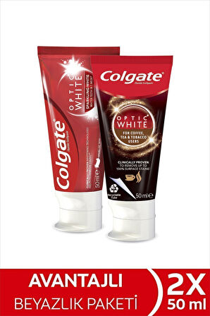 Optic White Çay, Kahve, Tütün Kullanıcıları Için 50 ml & Beyazlatıcı Diş Macunu 50 ml