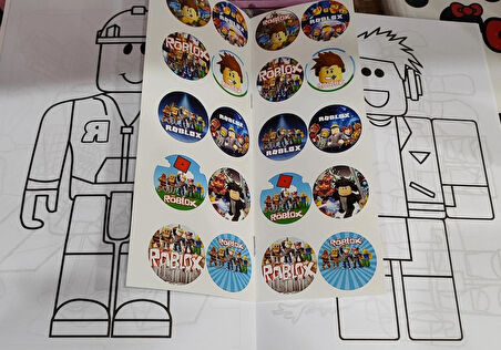 4 adet stickerli boyama kitabı kuromi,roblox,hello kitty,brawl stars figürlü