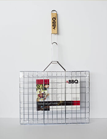 Barbeku Izgarası Dikdörtgen  Ahşap Sap Paslanmaz Çelik 40*30cm