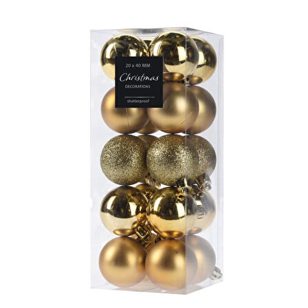 Yılbaşı Topu Set Gold 20 Adet Çap 4cm