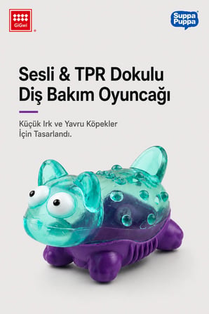 Suppa Puppa Serisi Sesli Kedi - TPR Dokulu Köpek Oyuncağı - Mini Irk & Yavru Köpekler İçin Çiğneme Oyuncağı