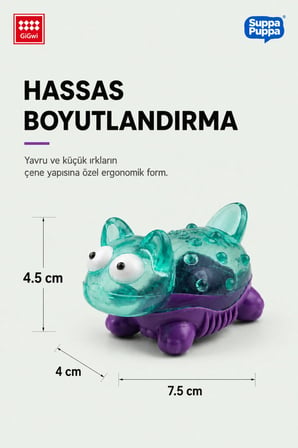 Suppa Puppa Serisi Sesli Kedi - TPR Dokulu Köpek Oyuncağı - Mini Irk & Yavru Köpekler İçin Çiğneme Oyuncağı