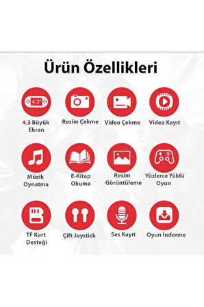 Retro X1 Psp Model 4.3 Tv Out Taşınabilir Oyun Konsolu-kırmızı