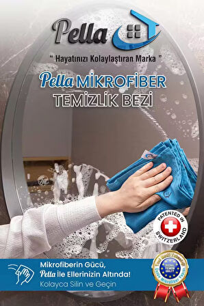 Pella Classic 3'lü Mikrofiber Temizlik Bezi, Cam, Araba, Mutfak, Fiber Temizleme Bezi (40 X 60 Cm)