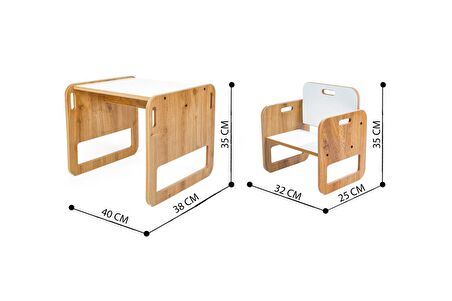 Minera 0-18 Ay Serçe Ahşap Montessori Çocuk Oyun, Çalışma ve Aktivite Masası ve Sandalyesi
