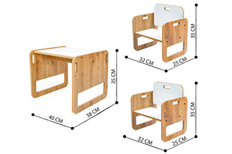 0-18 Ay Serçe Montessori Ahşap Çocuk Oyun, Çalışma, Aktivite Masası Ve Sandalyesi Seti