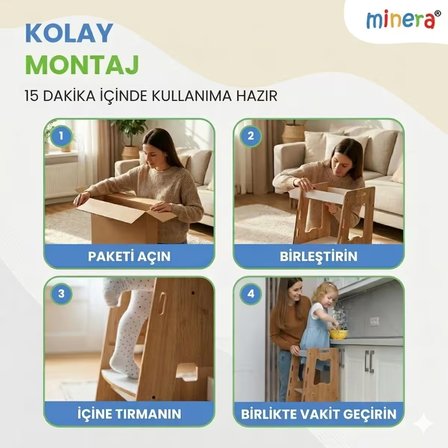 Minera Ahşap Montessori Öğrenme Kulesi 2-6 Yaş 
