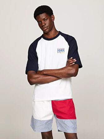 Pamuklu raglan kol relaxed Team Graphic T-Shirt