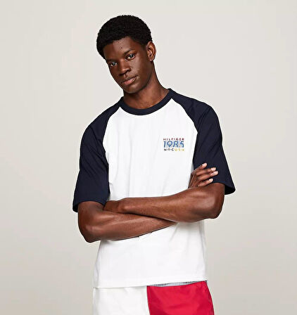 Pamuklu raglan kol relaxed Team Graphic T-Shirt