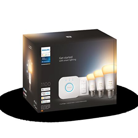 Philips Hue 8-75W Beyaz Amb. Akıllı Bşl Seti 3lü Kum E27 Bt Özl. - 929002468403