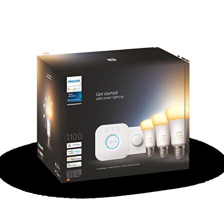 Philips Hue 8-75W Beyaz Amb. Akıllı Bşl. Seti 3lü E27 Akl. But. - 929002468405