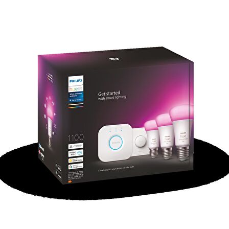 Philips Hue 9-75W Renkli Akl. Başl. Seti 3lü Akl. Butonlu E27 Bt - 929002468803