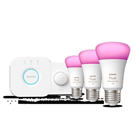 Philips Hue 9-75W Renkli Akl. Başl. Seti 3lü Akl. Butonlu E27 Bt - 929002468803