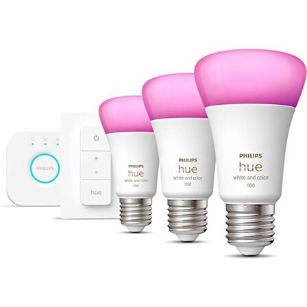 Philips Hue 75W Renkli Akıllı Başlangıç Seti 3'lü Kumandalı E27 Bluetooth Özellikli