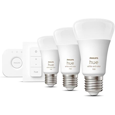 Philips Hue 75W Renkli Akıllı Başlangıç Seti 3'lü Kumandalı E27 Bluetooth Özellikli