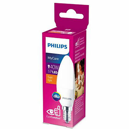 PHILIPS LED 40W MUM AMPUL SARI IŞIK E14 İNCE DUYLU