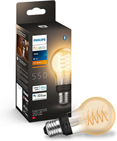 Philips Hue White E27 Filament 7W A60 550 lm, Sıcak Beyaz Işık , Akıllı Ampul