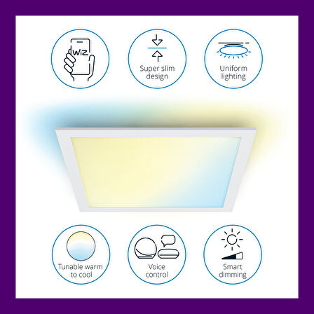 Wiz Beyaz Akıllı Sıva Üstü RGB Kare Panel Tavan Armatürü 36W