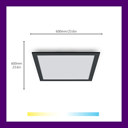 Wiz Siyah Akıllı Sıva Üstü RGB Kare Panel Tavan Armatürü 36W