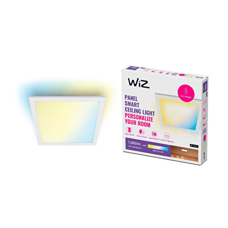 Wiz Beyaz Akıllı Sıva Üstü Sarı-Beyaz Ambiyans Kare Panel Tavan Armatürü 12W