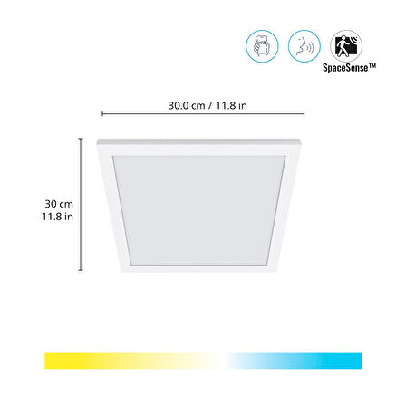 Wiz Beyaz Akıllı Sıva Üstü Sarı-Beyaz Ambiyans Kare Panel Tavan Armatürü 12W