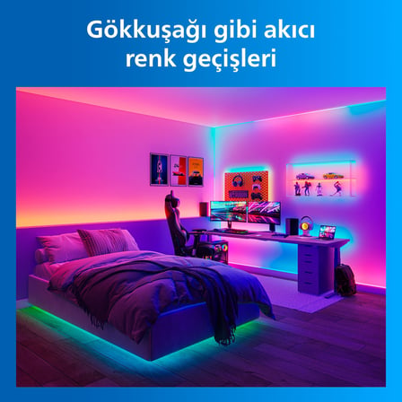 Philips Smart Lighting RGBICWW LED Şerit 3 m (Type-C) - Google Home, Alexa, HomeKit ve Matter uyumlu