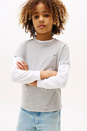 Erkek Çocuk Basic Pamuklu T-Shirt - Gri | 6 Yaş
