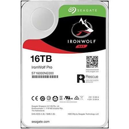 Seagate Ironwolf Pro New ST16000NT001 Sata 3.0 7200 RPM 3.5 inç 16 TB Harddisk