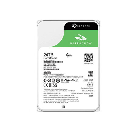 Seagate Barracuda 24 TB 512MB Cache 7200 RPM ST24000DM001 3.5'' Harddisk (2 YIL TÜRKİYE GARANTİLİ)