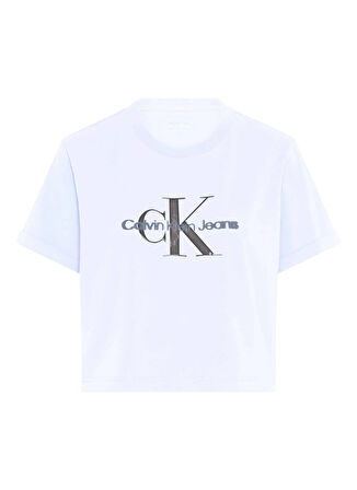 Calvin Klein Jeans Bisiklet Yaka Baskılı Beyaz Kadın T-Shirt LV047AB814YAA