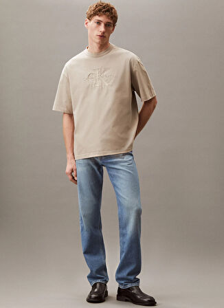 Calvin Klein Jeans Bej Erkek T-Shirt LV04RB295GPAH SS HI LOW EMB 16S JER