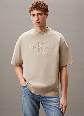 Calvin Klein Jeans Bej Erkek T-Shirt LV04RB295GPAH SS HI LOW EMB 16S JER
