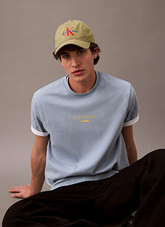 Calvin Klein Jeans Mavi Erkek T-Shirt LV04RB824GCFF SS ACID WASH 20S CN