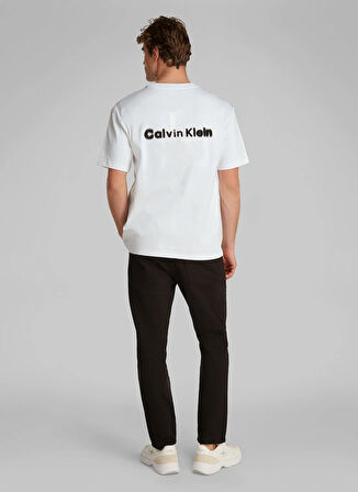 Calvin Klein Jeans Beyaz Erkek T-Shirt LV04RAB812YAA SS REL LIQUID CK MONO