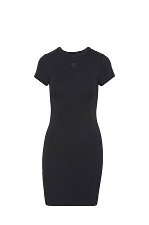 Kadın SS CTN Contour 1X1 RIB SS Mini Elbise – Siyah | L