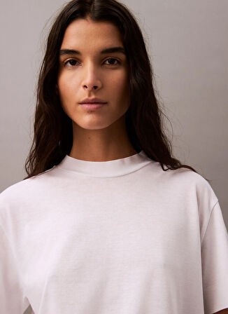 Calvin Klein Yuvarlak Yaka Düz Beyaz Kadın T-Shirt LV044B206GYAA
