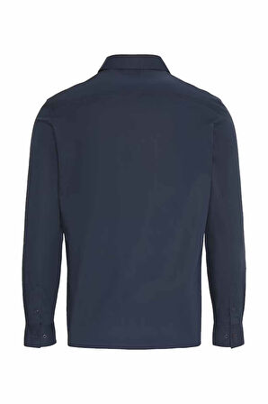 Erkek Uzun Kollu Slim Fit Gömlek - Lacivert | XS