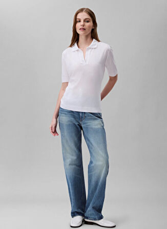 Calvin Klein Gömlek Yaka Düz Beyaz Kadın Bluz LV044B208GYAA