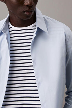 Erkek LS Solid Stretch Slim Gömlek - Açık Mavi | M