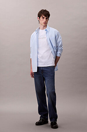 Erkek Relaxed Fit Eteği Asimetrik Kesim Logolu T-Shirt - Beyaz | XS
