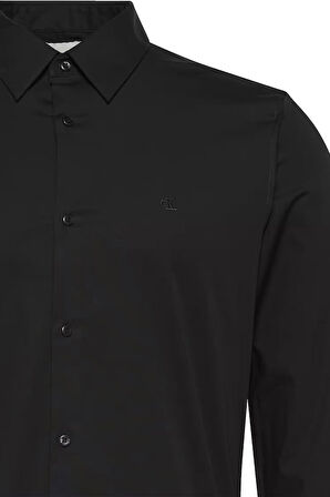 Erkek Uzun Kollu Slim Fit Gömlek - Siyah | XS