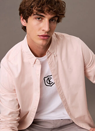 Calvin Klein Jeans Beyaz Erkek T-Shirt LV04RB828GYAA SS 20S EMBRD CK SHIEL