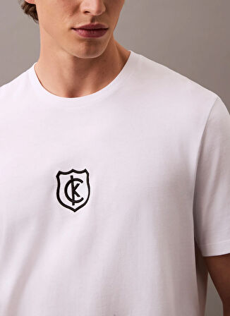 Calvin Klein Jeans Beyaz Erkek T-Shirt LV04RB828GYAA SS 20S EMBRD CK SHIEL
