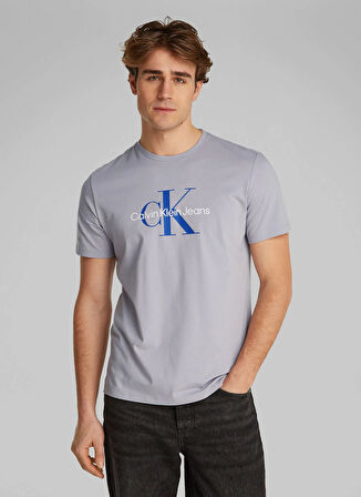 Calvin Klein Jeans Açık Gri Erkek T-Shirt LV040EM286G71 SS HERO MONOLOGO 30S