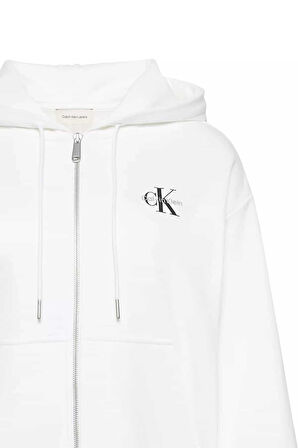 Kadın Boyfriend Fit Kapüşonlu Fermuarlı Logolu Sweatshirt - Gri | M