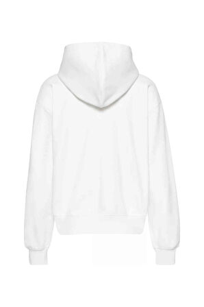 Kadın Boyfriend Fit Kapüşonlu Fermuarlı Logolu Sweatshirt - Gri | M