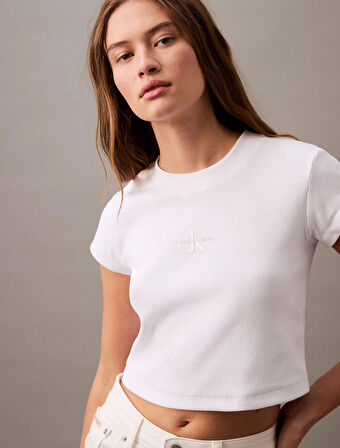 Calvin Klein Kadın Beyaz  Monogram T-Shirt