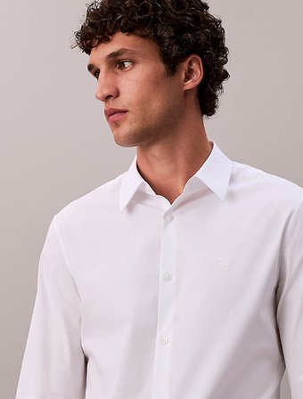 CALVIN KLEIN Erkek Marka Logolu Gömlek Yaka Full Düğmeli Beyaz Gömlek LV04LB145G YAA