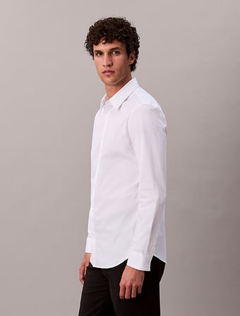 CALVIN KLEIN Erkek Marka Logolu Gömlek Yaka Full Düğmeli Beyaz Gömlek LV04LB145G YAA