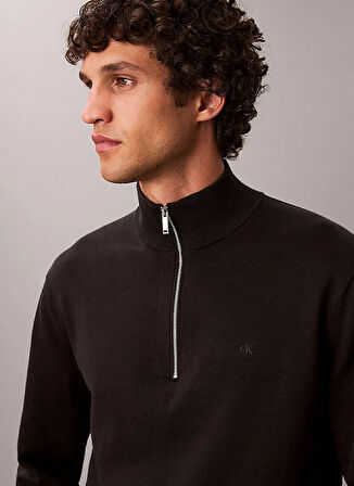 Calvin Klein Bisiklet Yaka Normal Siyah Erkek Kazak LV040BM356UB1_LS SUPIMA QZ SWEATER